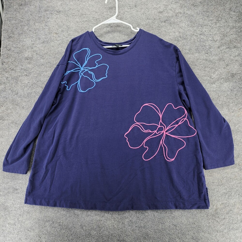 Lane Bryant Shirt Womens 22/24 3/4 Sleeve Purple Floral